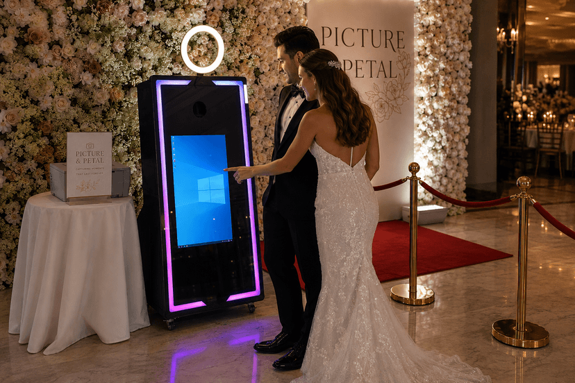 White flower wall with elegant drapery